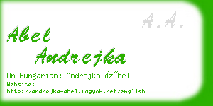 abel andrejka business card